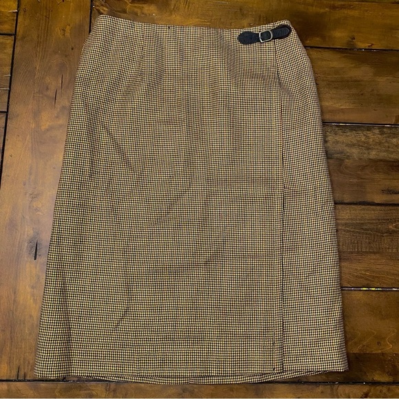 Rafaella Vintage Brown/Tan Houndstooth Pencil Skirt size 12 - Picture 1 of 7